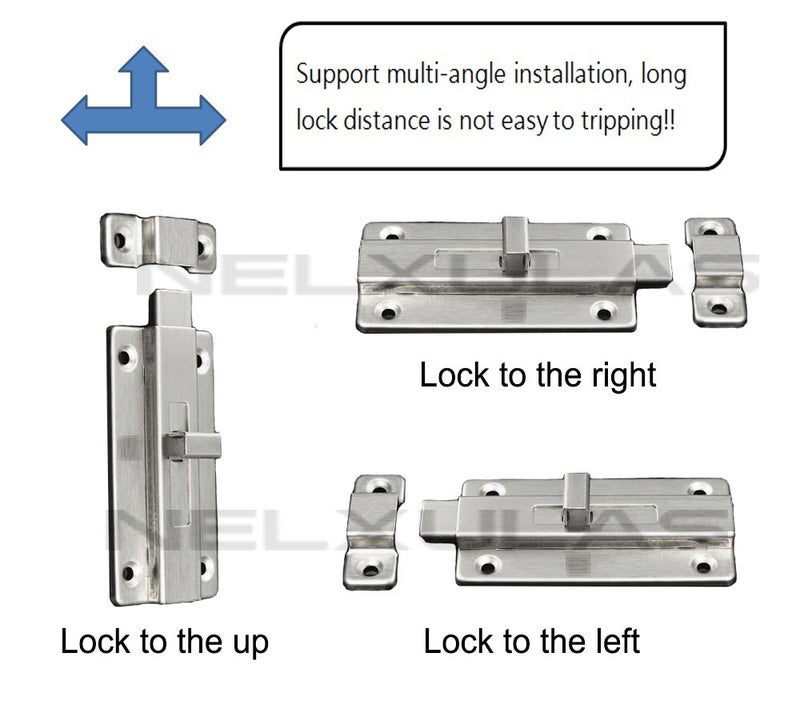 NELXULAS Stainless Steel Door Latch Sliding Lock Barrel Bolt (4-1/5") - Image 4
